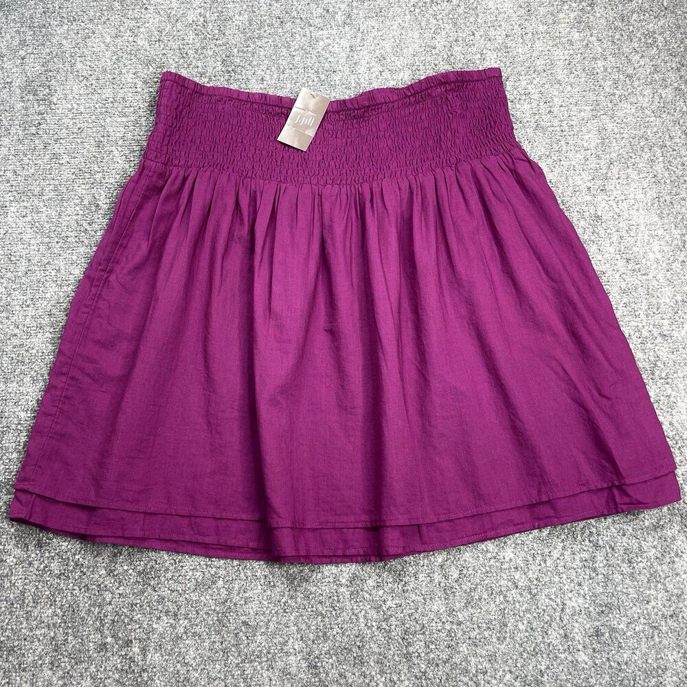 J Jill Skirt Womens Large Stretch Waist Layered Cotton Mulberry NEW W Tags